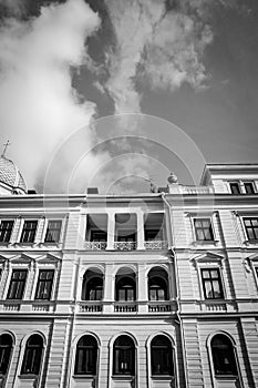 Swedish beautiful buildings in black and white.