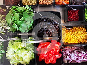 Swedish buffet vegetable ingredients in casseroles