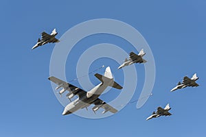 Swedish C-130 Hercules tanker and four Gripen fighters