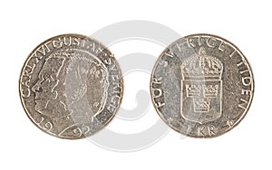 Swedish coin, the nominal value of 1 kronor,