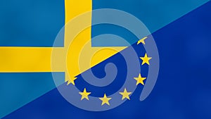 Swedish and Europe flag. Brexit concept of Sweden leaving European Union