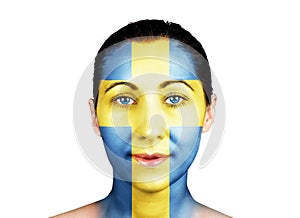 Swedish flag on a face