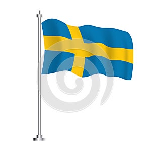 Swedish Flag. Isolated Wave Flag of Sweden Country