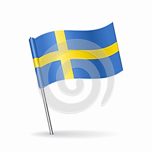Swedish flag map pointer layout. Vector illustration.