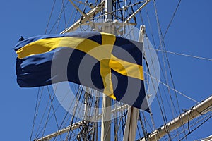 Swedish flag at a ship