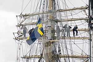 Swedish flag at a ship