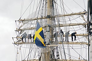 Swedish flag at a ship