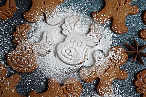 Swedish ginger biscuit shaped in funny form of thins cookies with cinnamon and cloves.