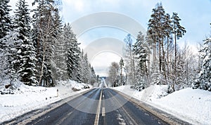 Swedish highway in winter