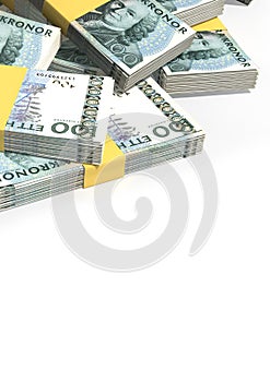 Swedish Krona Notes Scattered Pile