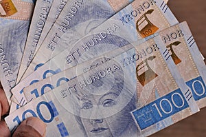 Swedish kronor in bill in danish capial Copenhagen Denmark