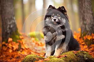 Swedish Lapphund purebred beautiful breed of dog, background nature