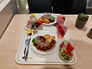 Swedish meatballs on IKEA restaurant salad included