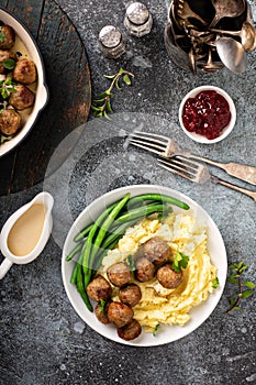 Swedish meatballs with mashed potatoes