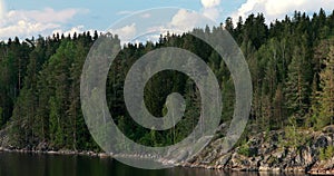 Swedish Nature. Arjang SV, Tocksfors, Sweden. Summer Lake Or River In Beautiful Summer Sunny Day