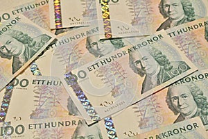 Swedish one hundred kronor banknotes