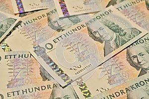 Swedish one hundred kronor banknotes