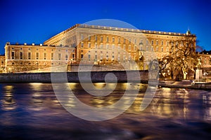 Swedish Royal Palace in Stockholm by night photo