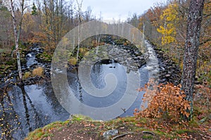 Swedish salmon river in late autumn season