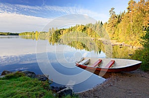 Swedish september in lake scenery