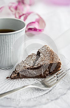 Swedish sticky chocolate cake with coffee