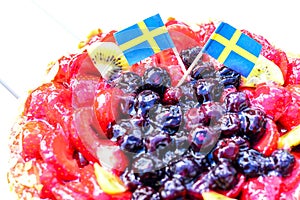 Swedish summer cake with cream and strawberries