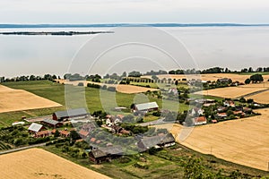 Swedish village on the lakeside - aerial