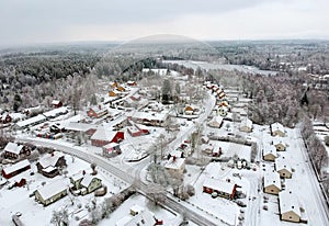 Swedish village in winter