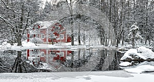 Swedish winter house by the lake