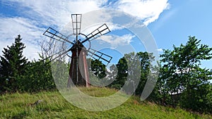 Swedish wooden windmill in Uppsala, Sweden