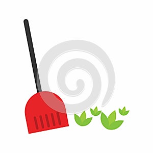 Sweep leaves icon vector image.