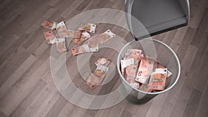 Sweep Trash Banknotes Euro