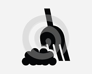 Sweeping Icon. Sweep Broom Clean Cleaner Sweeper Brush Dust Dirt Broomstick Stick Dirty. Black White Graphic Clipart Vector EPS