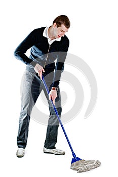 Sweeping man