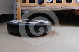 Sweeping robot working on floor