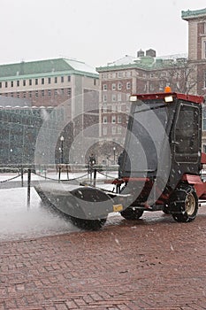 Sweeping the snow