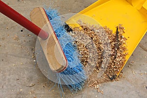 Sweeping up Wood Shavings