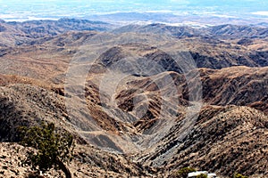 Sweeping view of the Coachella Valley, mountains and mesas from Key\'s View in Joshua Tree National Park, CA