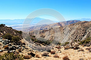 Sweeping view of the Coachella Valley, mountains and mesas from Key\'s View in Twentynine Palms, California
