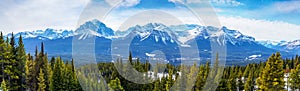 Sweeping Vista of Canadian Rockies at Lake Louise Near Banff, Alberta, Canada