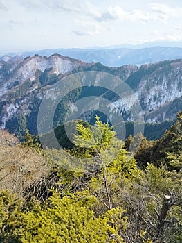 Sweeping vista of mountains starting with Mount Otake