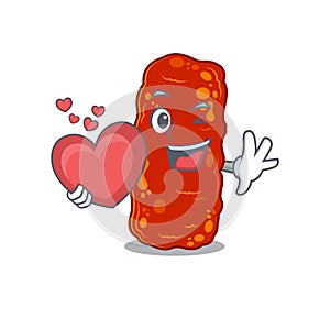 A sweet acinetobacter bacteria cartoon character style with a heart