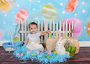 Sweet african boy posing in easter scene