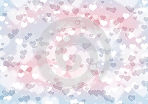 Sweet background full of hearts in nice pastel colors, monochrome violet and pink composition