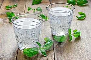 Sweet basil seed drink in glass