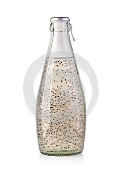 Sweet basil seed drink in glass Bottle