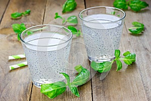 Sweet basil seed drink in glass