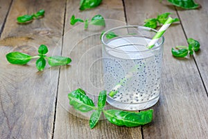 Sweet basil seed drink in glass