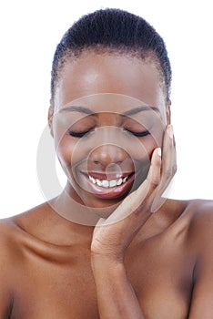 Sweet Beauty. Closeup studio shot of a beautiful african american model isolated on white.