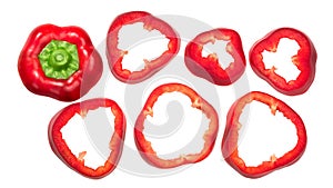 Sweet bell pepper slices, top view photo